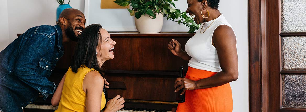 Friends enjoying piano