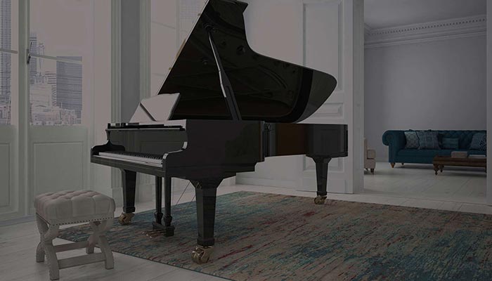 Grand piano in a beautiful living room