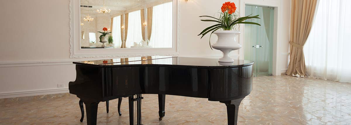 grand piano inside the room