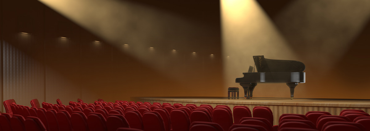 Grand piano on concert stage