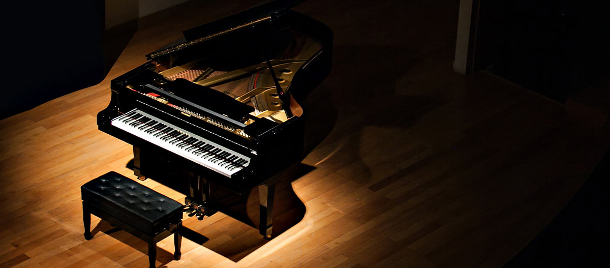 Grand piano on stage
