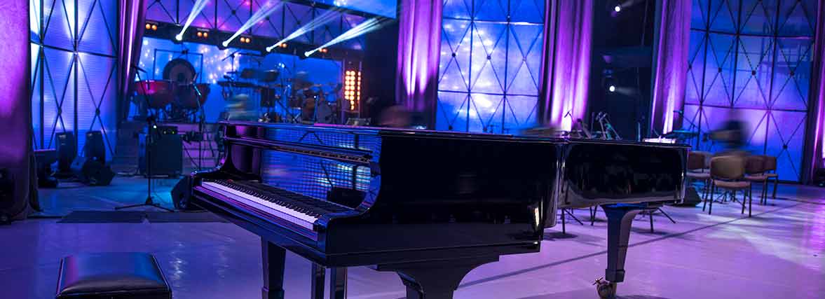 grand piano on stage
