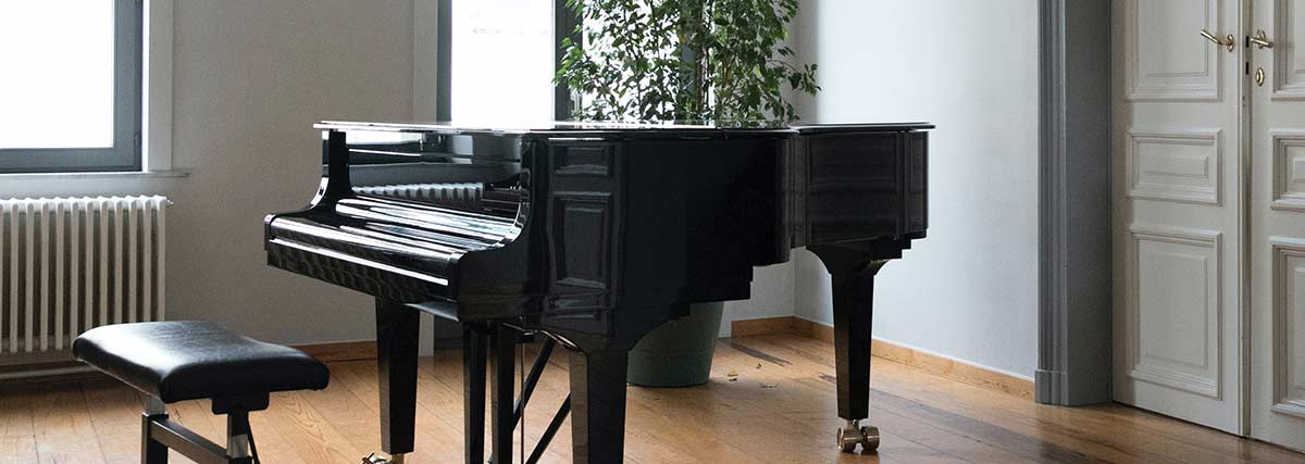 Grand piano inside a room