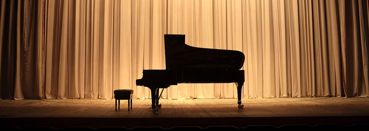 grand piano on stage
