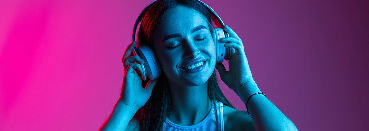 Lady listening to music