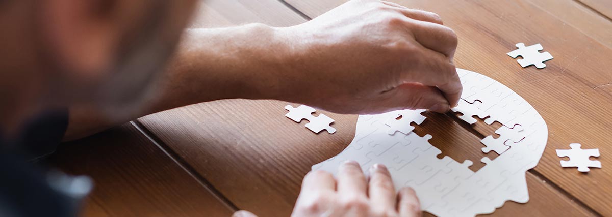 man playing the puzzle