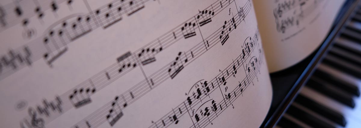 music score on the piano