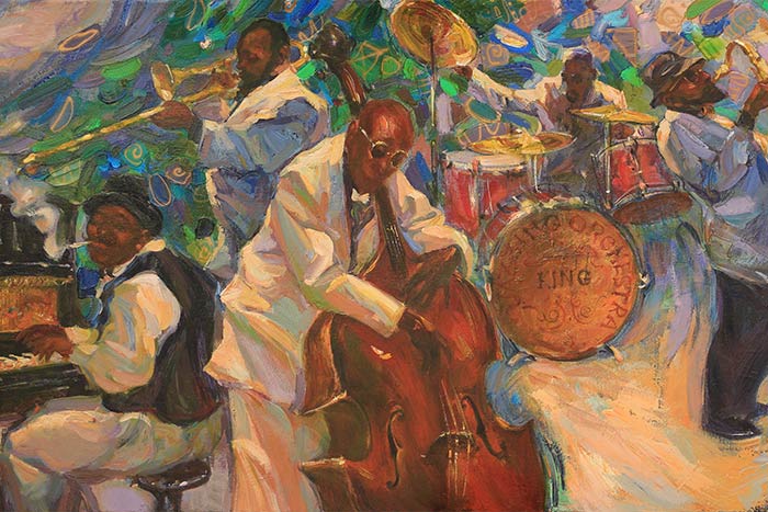 Painting of jazz club in New Orleans
