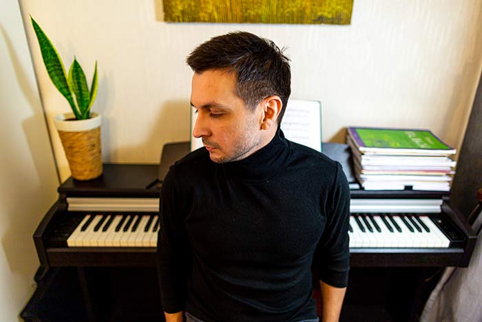 Pianist in front of the piano