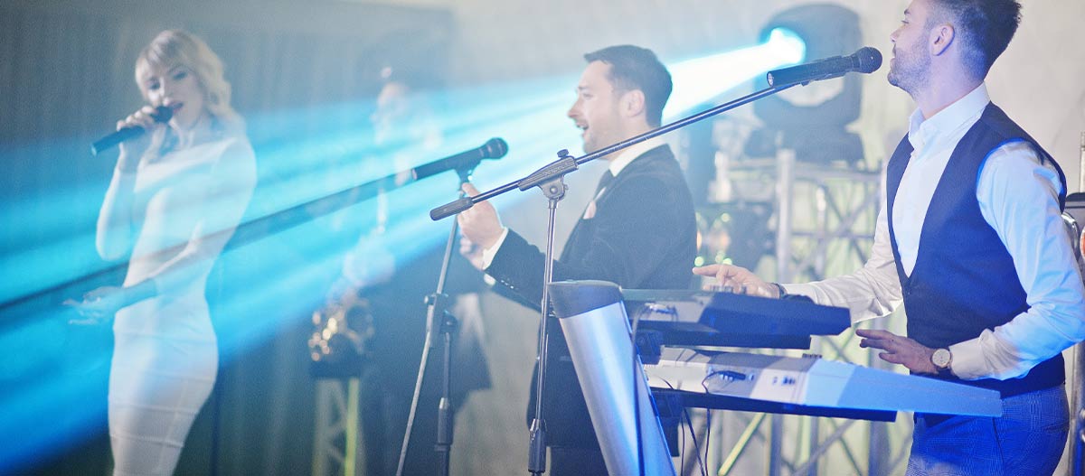 Pianist performing in a jazz band