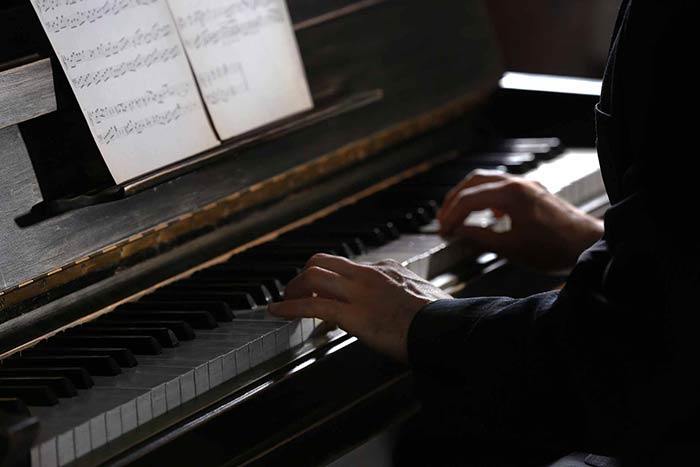 Pianist practicing his technique